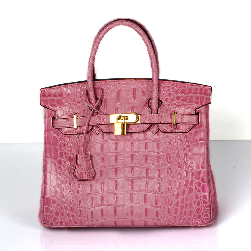 Crocodile Embossed Leather Tote LH1633L_4Colors