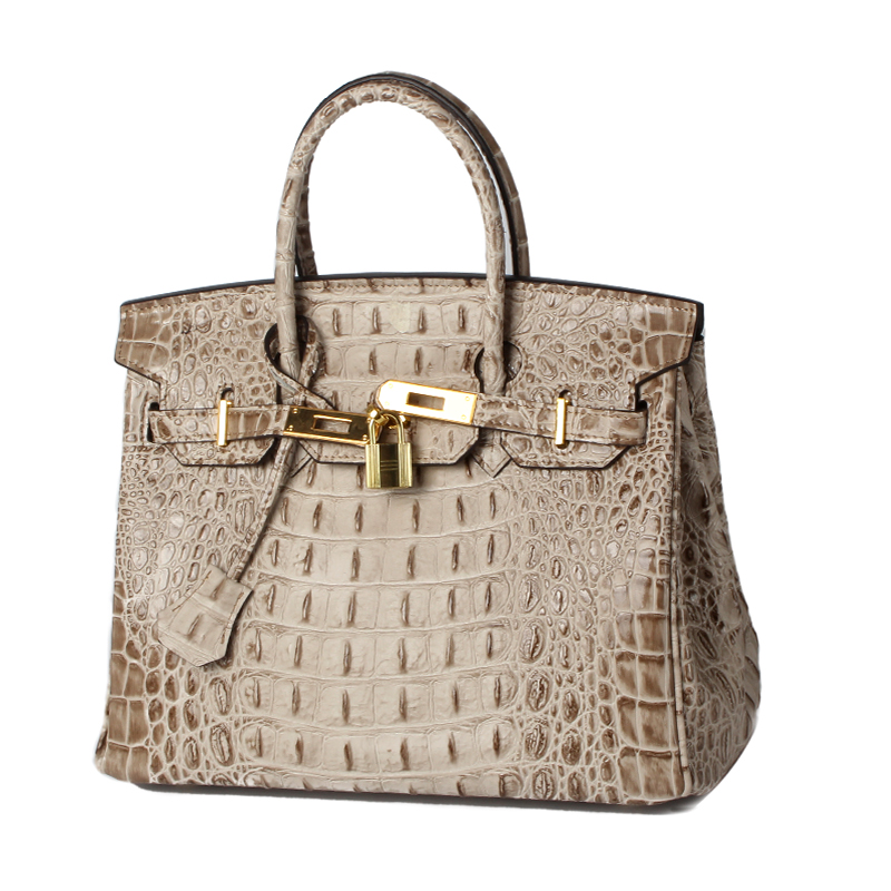 Crocodile Embossed Leather Tote LH1633M_4Colors
