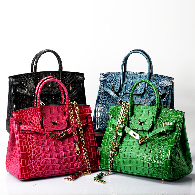 Crocodile Embossed Leather Tote LH1633M_4Colors