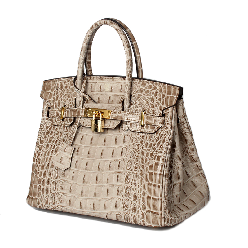 Crocodile Embossed Leather Tote LH1633M_4Colors