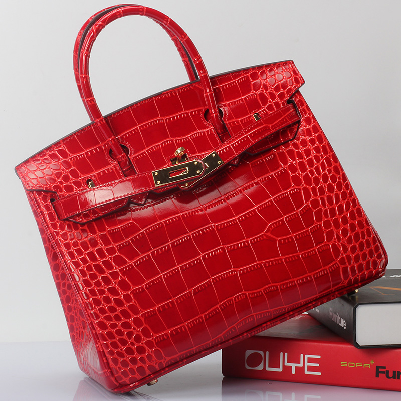 Crocodile Pattern Leather Tote LH1632L_4 Colors