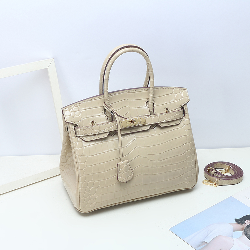Crocodile Pattern Leather Tote LH1632M_4 Colors