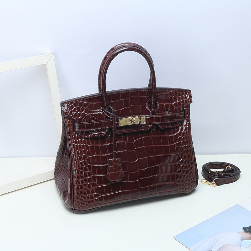 Crocodile Pattern Leather Tote LH1632M_4 Colors