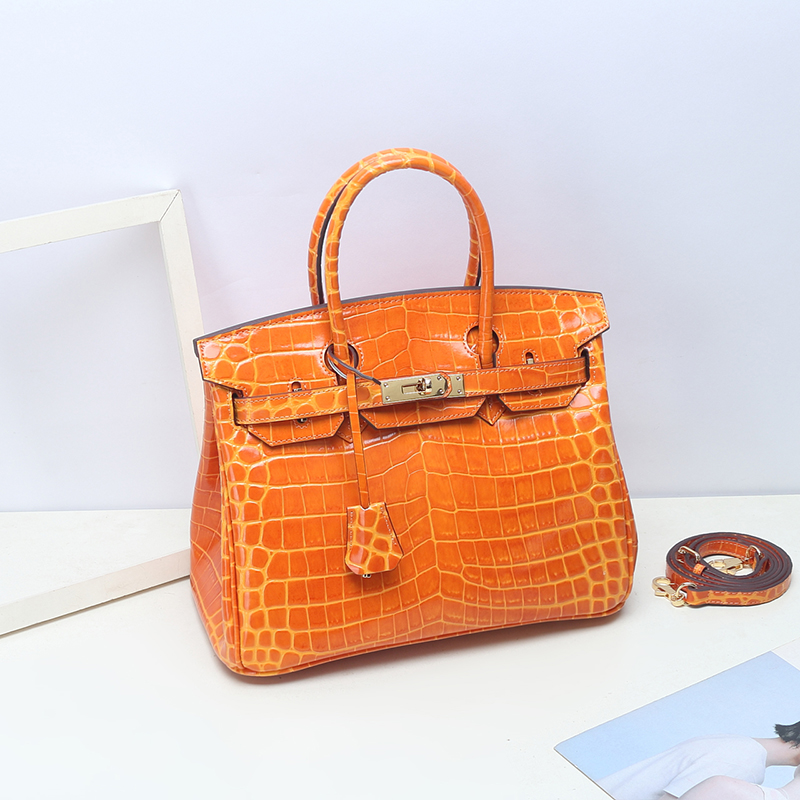 Crocodile Pattern Leather Tote LH1632M_4 Colors