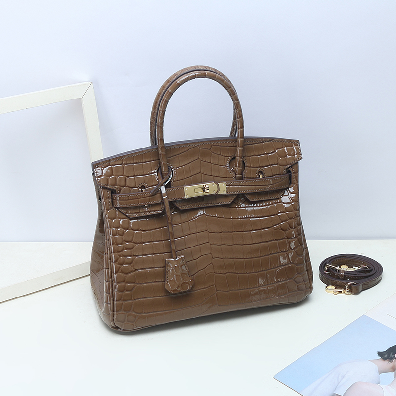 Crocodile Pattern Leather Tote LH1632M_4 Colors