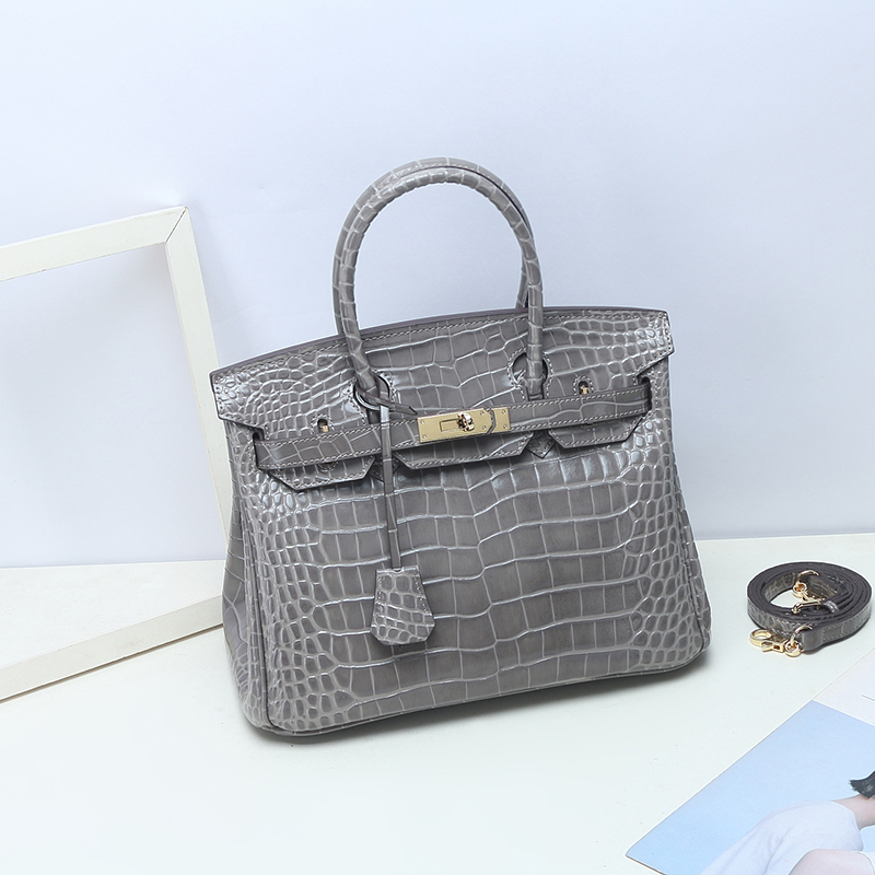 Crocodile Pattern Leather Tote LH1632M_4 Colors