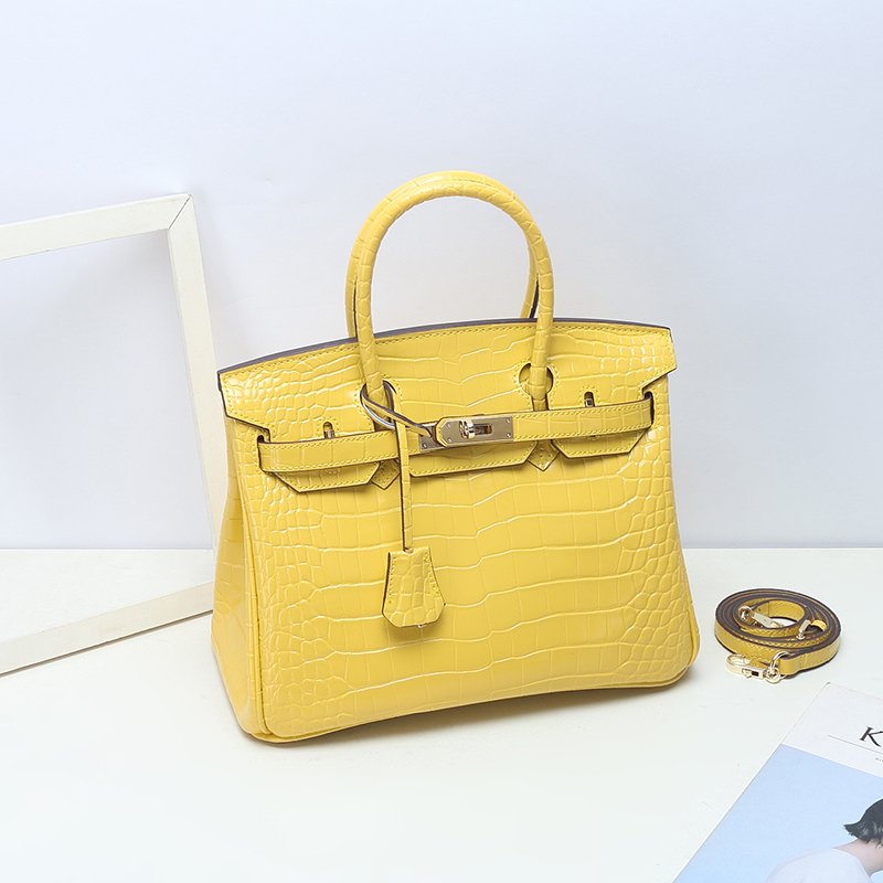 Crocodile Pattern Leather Tote LH1632M_4 Colors