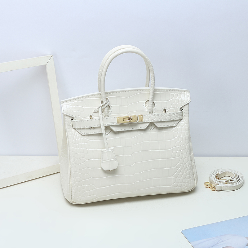 Crocodile Pattern Leather Tote LH1632M_4 Colors