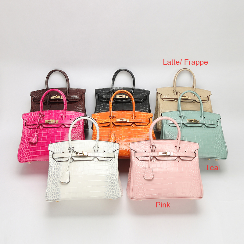 Crocodile Pattern Leather Tote LH1632M_4 Colors
