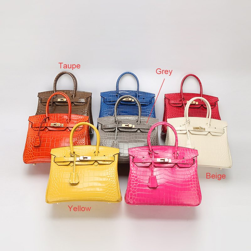 Crocodile Pattern Leather Tote LH1632M_4 Colors