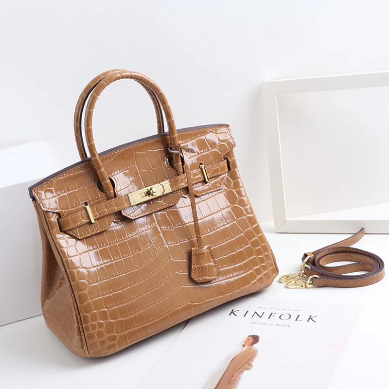 Crocodile Pattern Leather Tote LH1632M_4 Colors