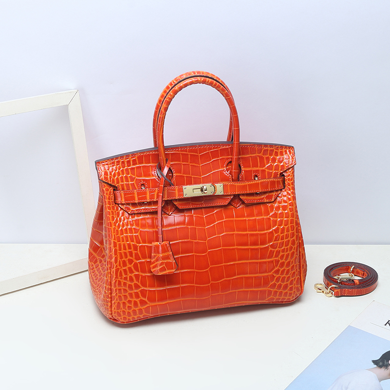 Crocodile Pattern Leather Tote LH1632M_4 Colors