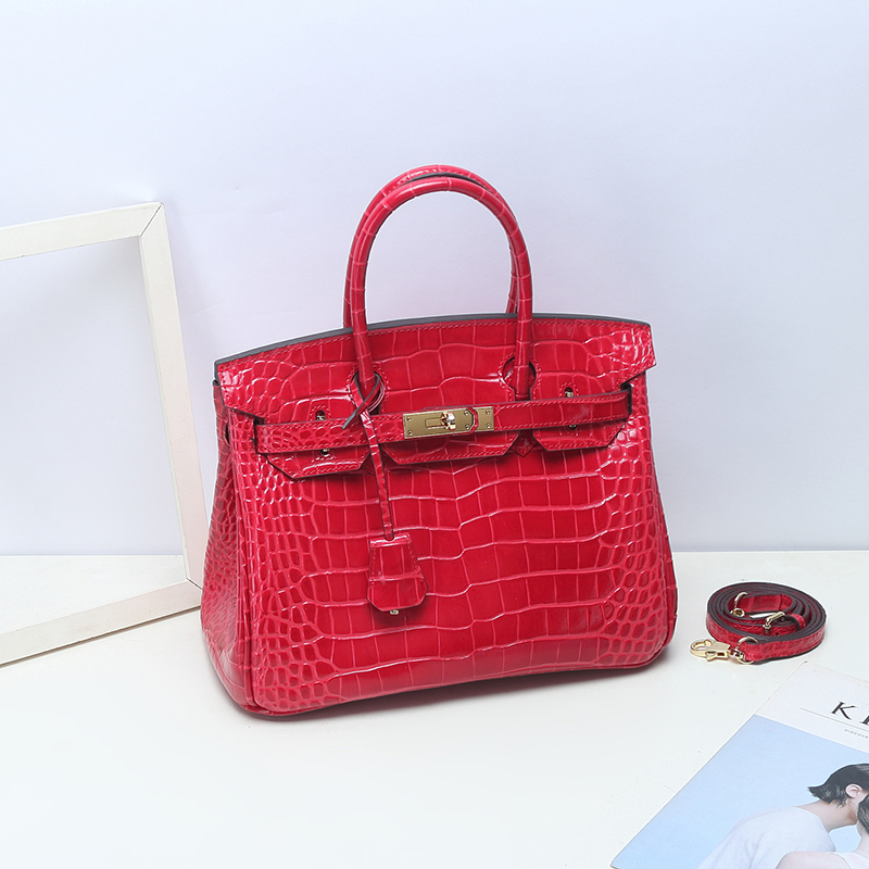 Crocodile Pattern Leather Tote LH1632M_4 Colors