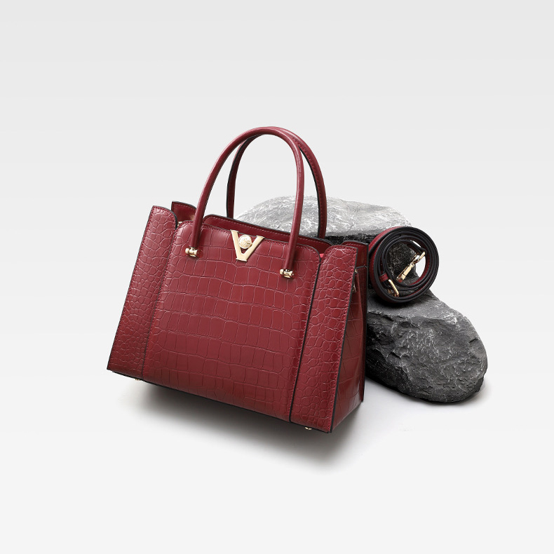 Crocodile Pattern Real Leather Bag Ladies Handbags LH3584_3 Colors
