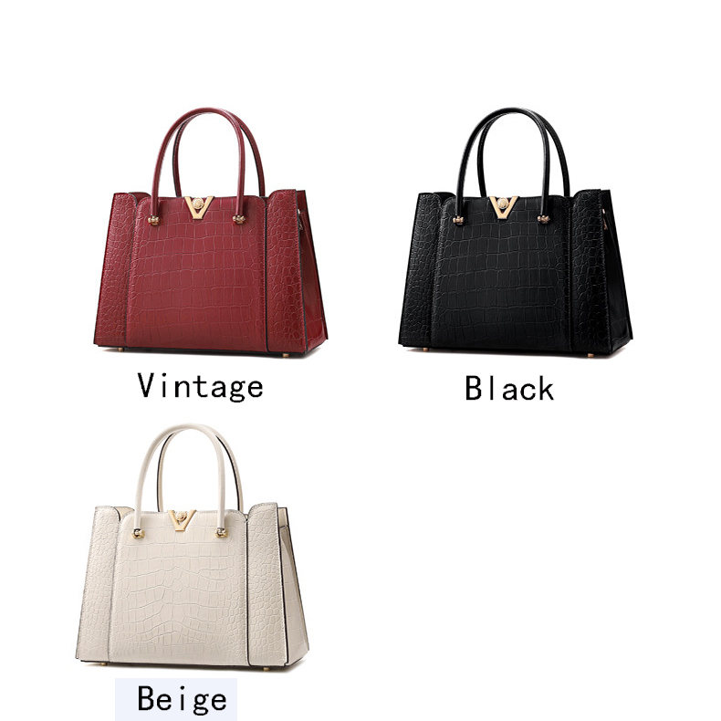 Crocodile Pattern Real Leather Bag Ladies Handbags LH3584_3 Colors