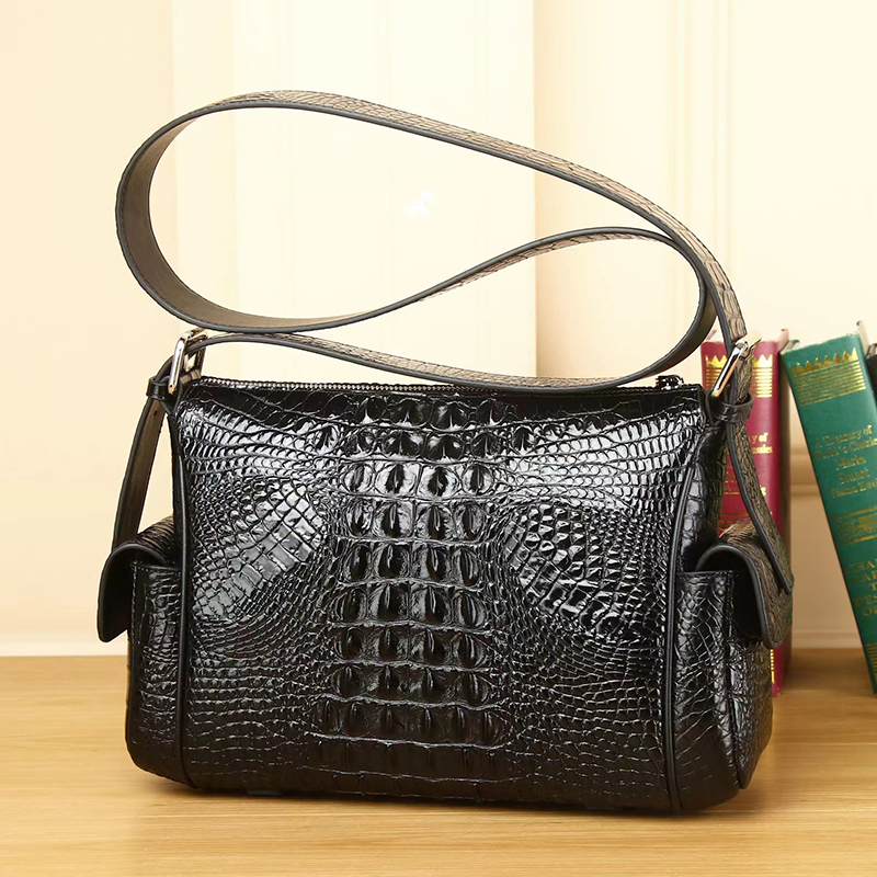Crocodile Pattern Real Leather Crossbody Bag LH3438_2 Colors