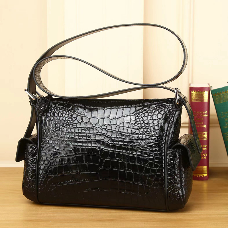 Crocodile Pattern Real Leather Crossbody Bag LH3438_2 Colors