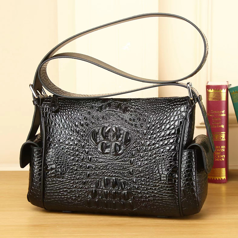 Crocodile Pattern Real Leather Crossbody Bag LH3438_2 Colors