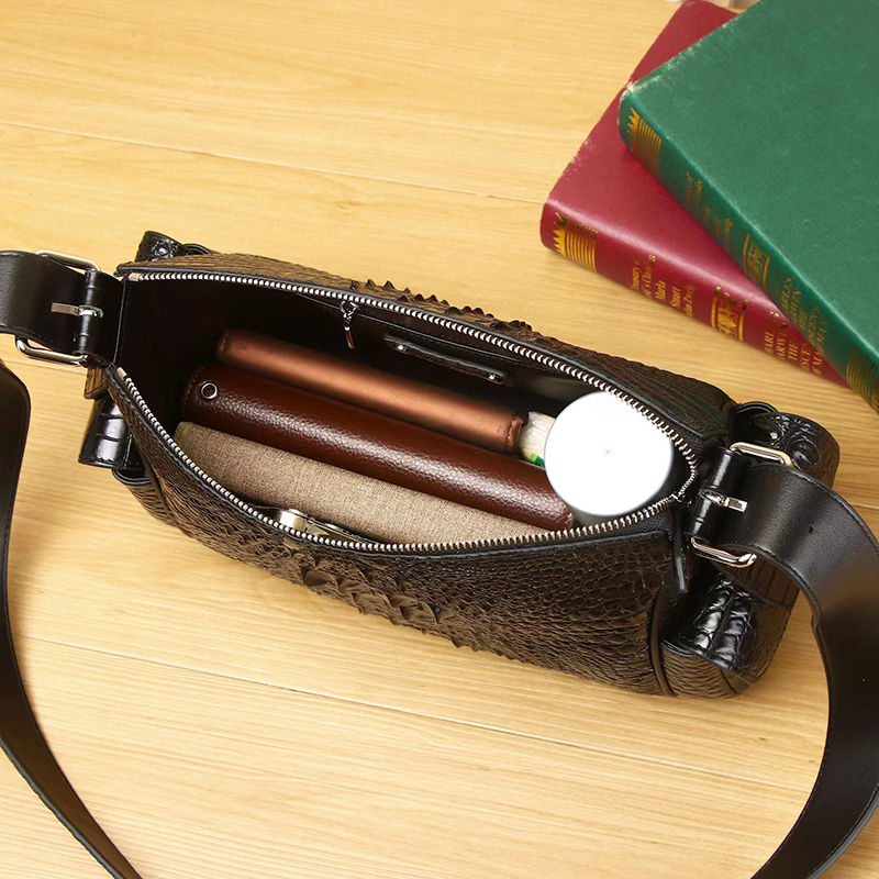 Crocodile Pattern Real Leather Crossbody Bag LH3438_2 Colors
