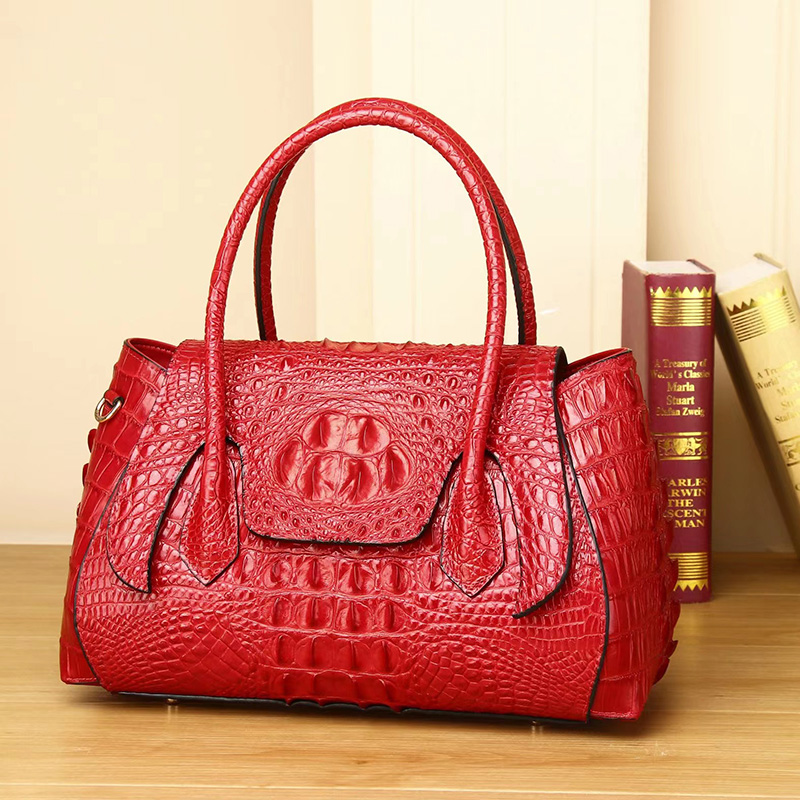 Crocodile Pattern Real Leather Tote Bag Women Handbag LH3429_3 Colors