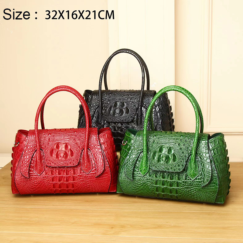 Crocodile Pattern Real Leather Tote Bag Women Handbag LH3429_3 Colors