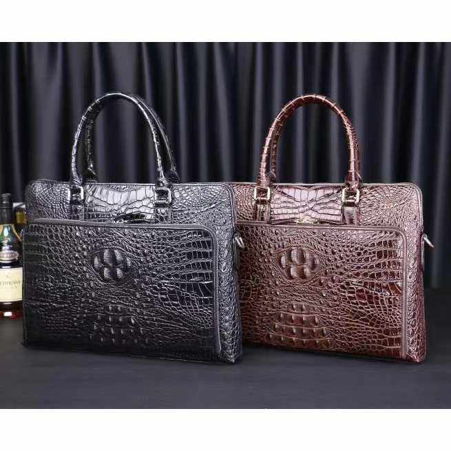 Crocodile Pattern Real Leather Tote Brifcase Office Bag LH3440_2 Colors