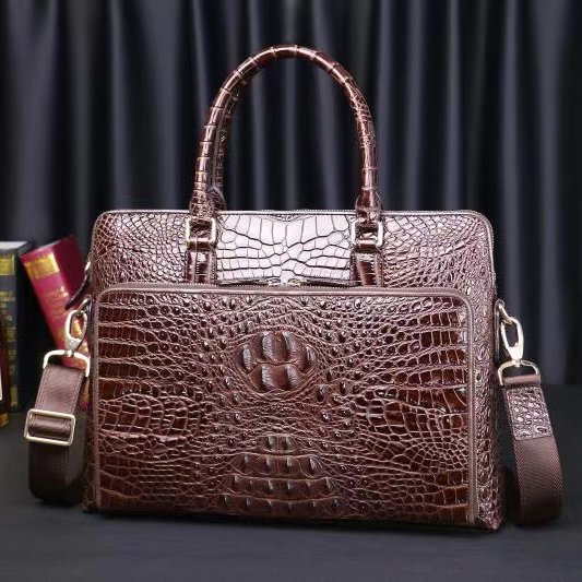 Crocodile Pattern Real Leather Tote Brifcase Office Bag LH3440_2 Colors