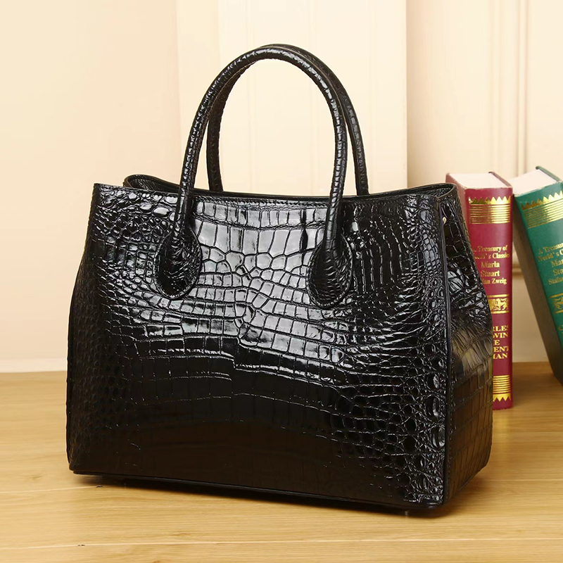 Crocodile Pattern Real Leather Tote Top Handle Bag LH3439_4 Colors