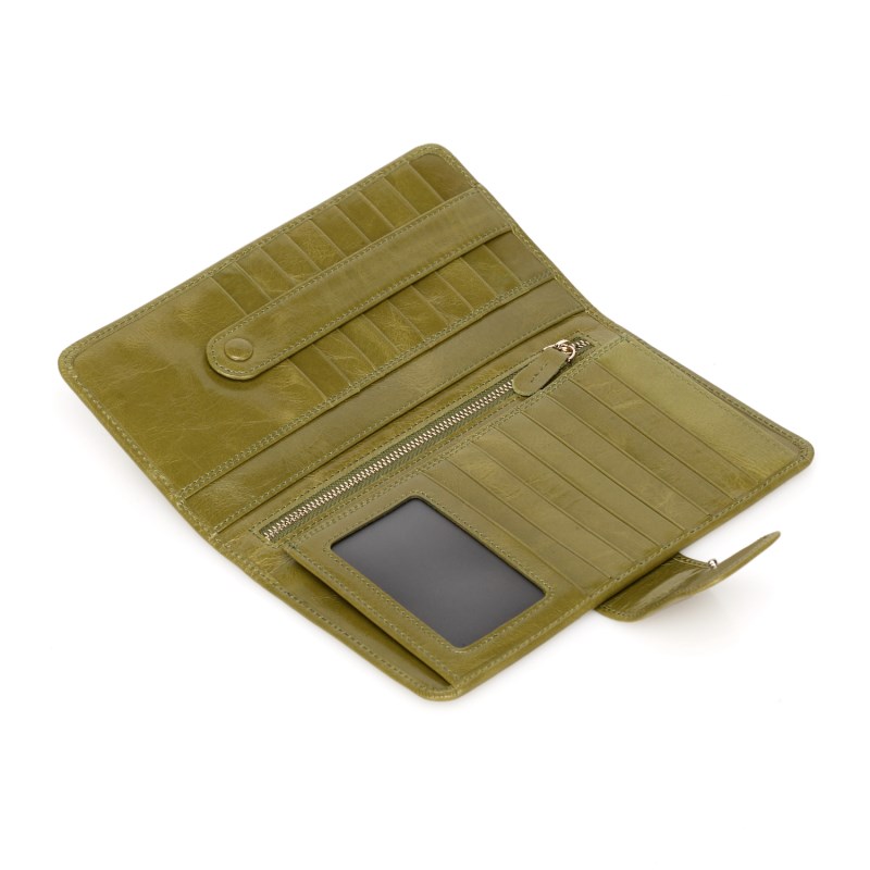 Dorian Green Distress Leather Wallet LH1086