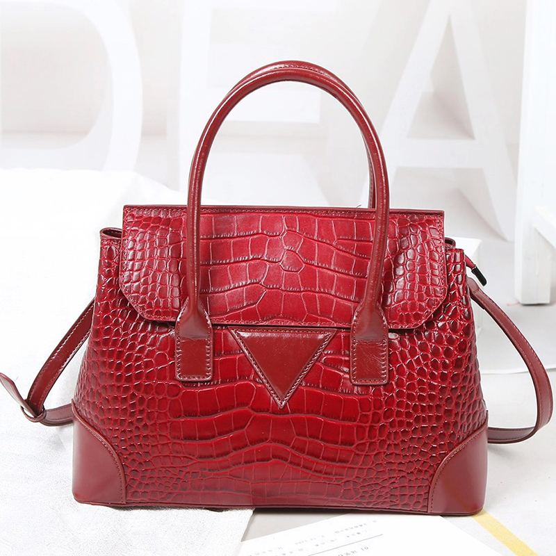 Elegant Crocodile Pattern Leather Handle Bag LH3052_4 Colors