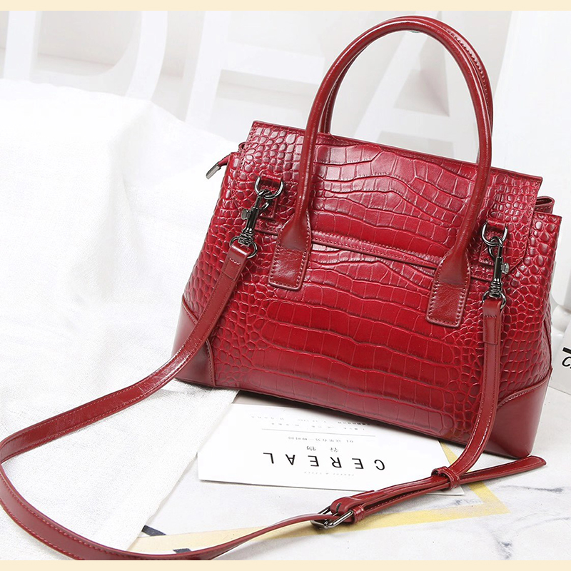 Elegant Crocodile Pattern Leather Handle Bag LH3052_4 Colors