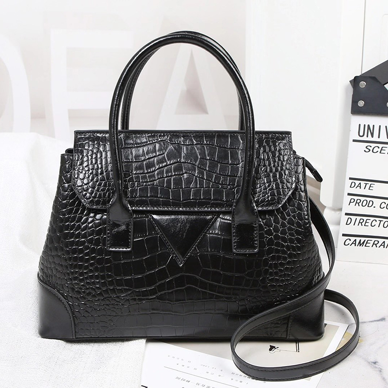 Elegant Crocodile Pattern Leather Handle Bag LH3052_4 Colors