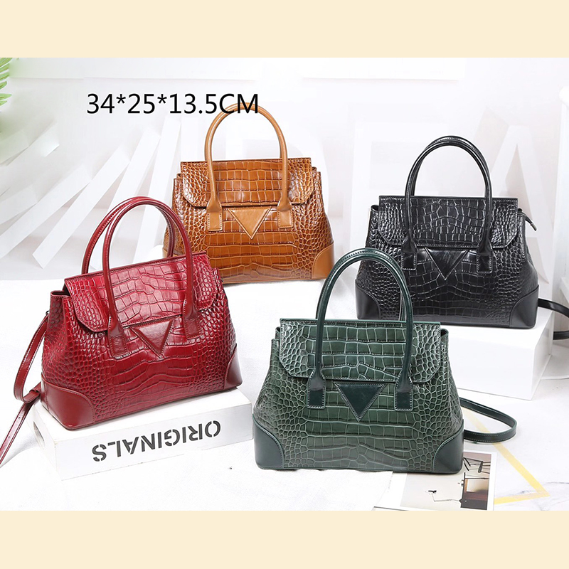 Elegant Crocodile Pattern Leather Handle Bag LH3052_4 Colors