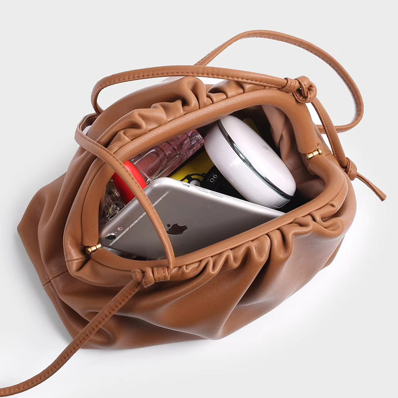 Frame Purse Ruching Leather Clutch LH2895S_5 Colors
