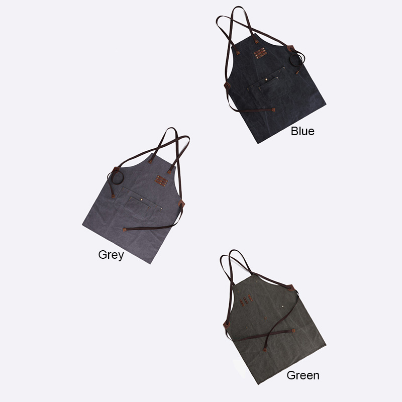 Handmade Canvas- leather Apron Front Pocket LH3258_3 Colors