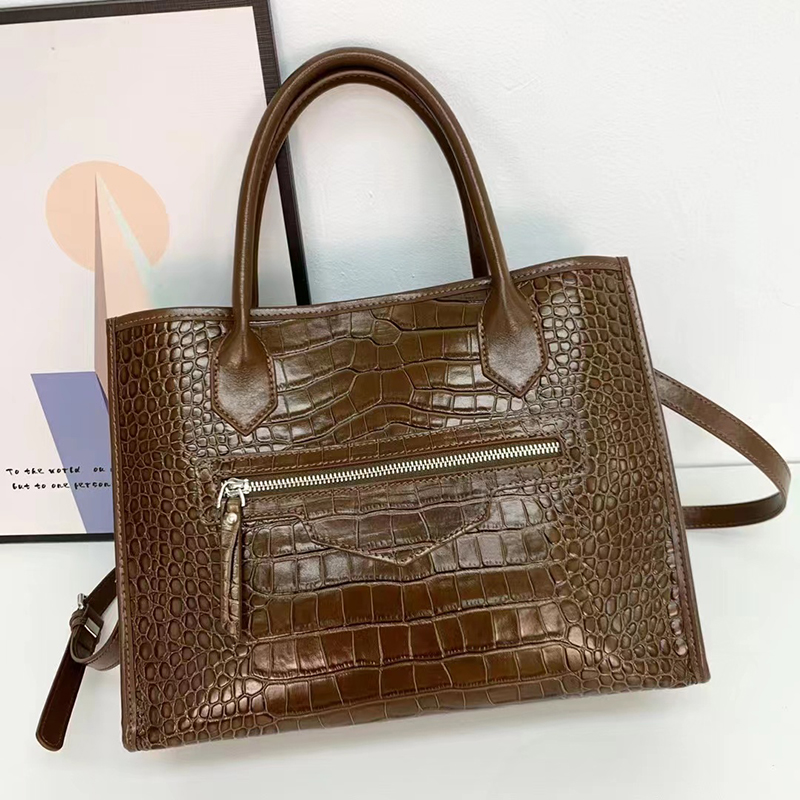 Large Top Handle Bag Crocodile Pattern Ladies Purse LH3491_4 Colors