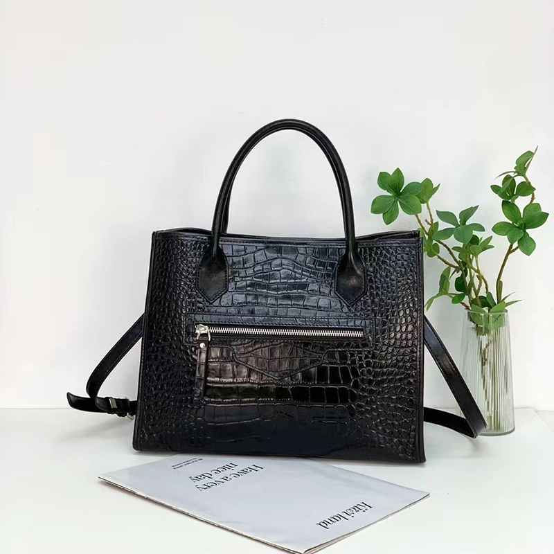 Large Top Handle Bag Crocodile Pattern Ladies Purse LH3491_4 Colors