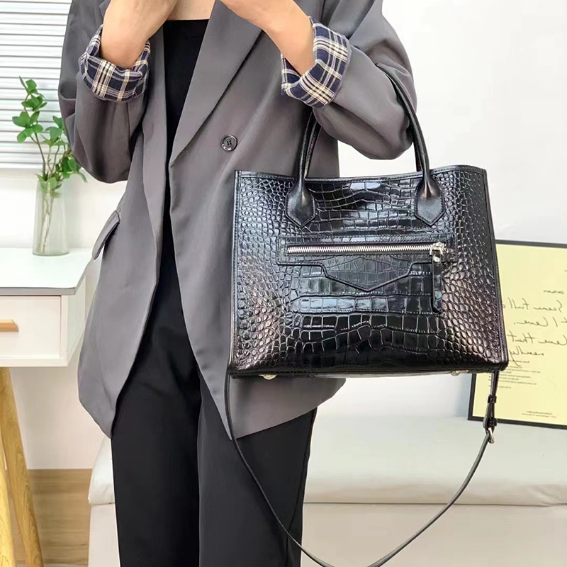 Large Top Handle Bag Crocodile Pattern Ladies Purse LH3491_4 Colors