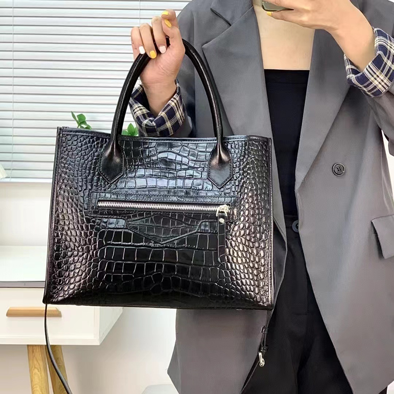 Large Top Handle Bag Crocodile Pattern Ladies Purse LH3491_4 Colors