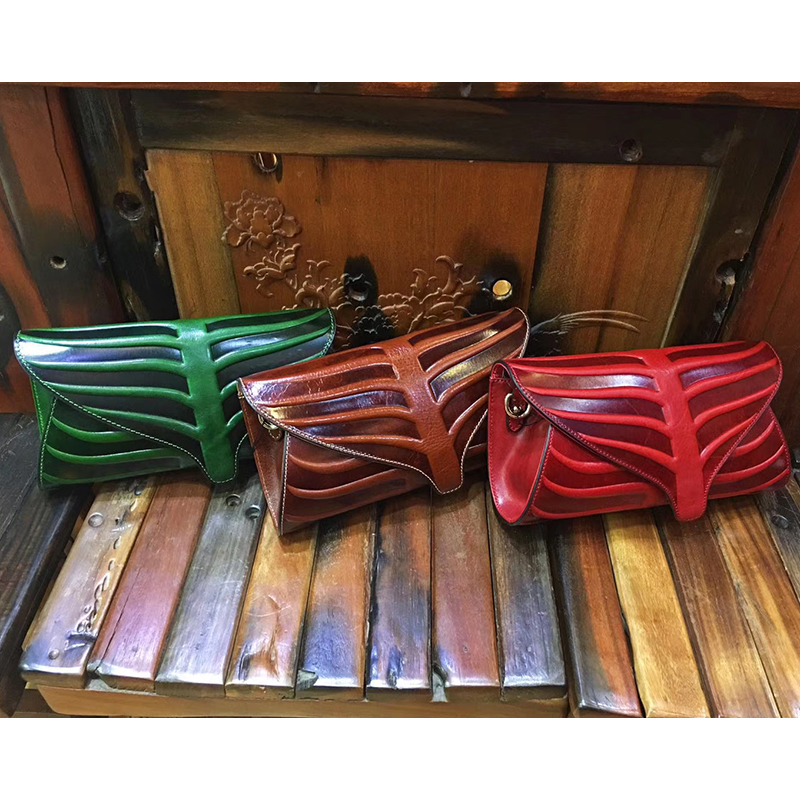 Leaf Pattern Genuine Leather Purse LH2073_4 Colors