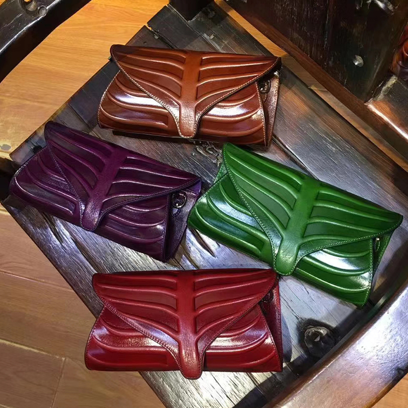 Leaf Pattern Genuine Leather Purse LH2073_4 Colors