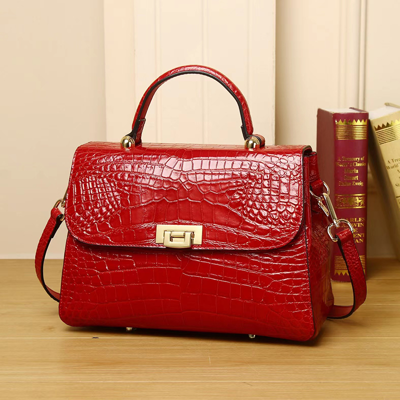 Luxury Crocodile Pattern Real Leather Tote Bag LH3435_4 Colors
