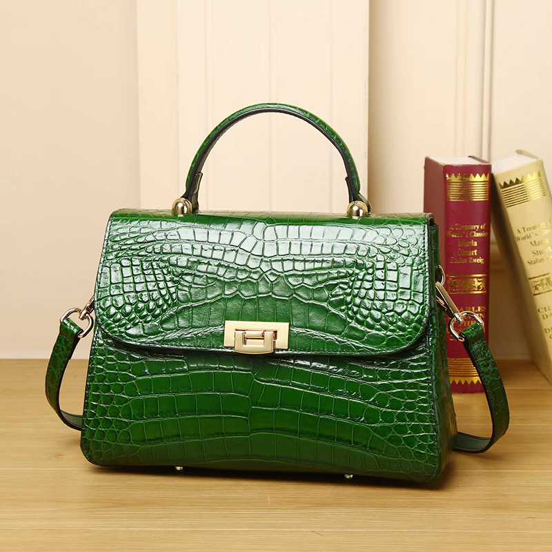 Luxury Crocodile Pattern Real Leather Tote Bag LH3435_4 Colors