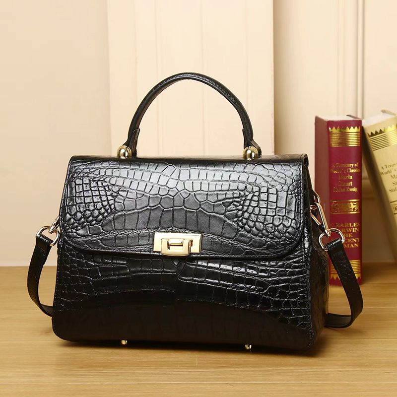 Luxury Crocodile Pattern Real Leather Tote Bag LH3435_4 Colors