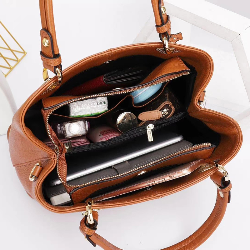 Practical Real Leather Purse Tote Handbag LH3051_6 Colors