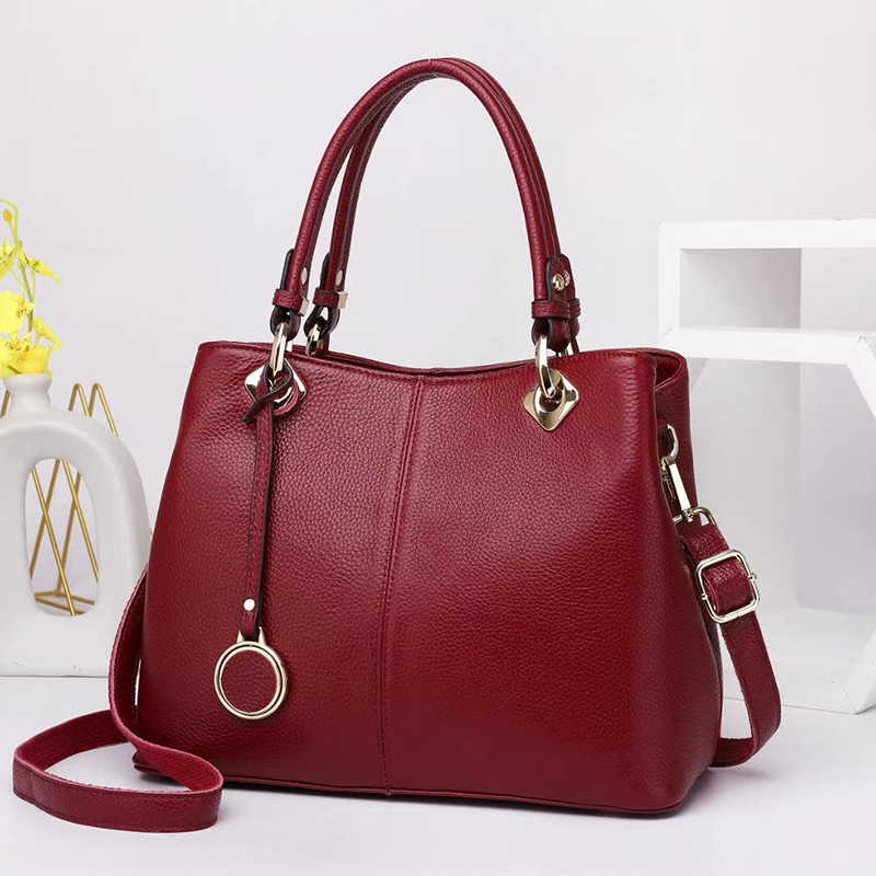 Practical Real Leather Purse Tote Handbag LH3051_6 Colors