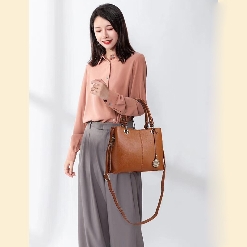 Practical Real Leather Purse Tote Handbag LH3051_6 Colors