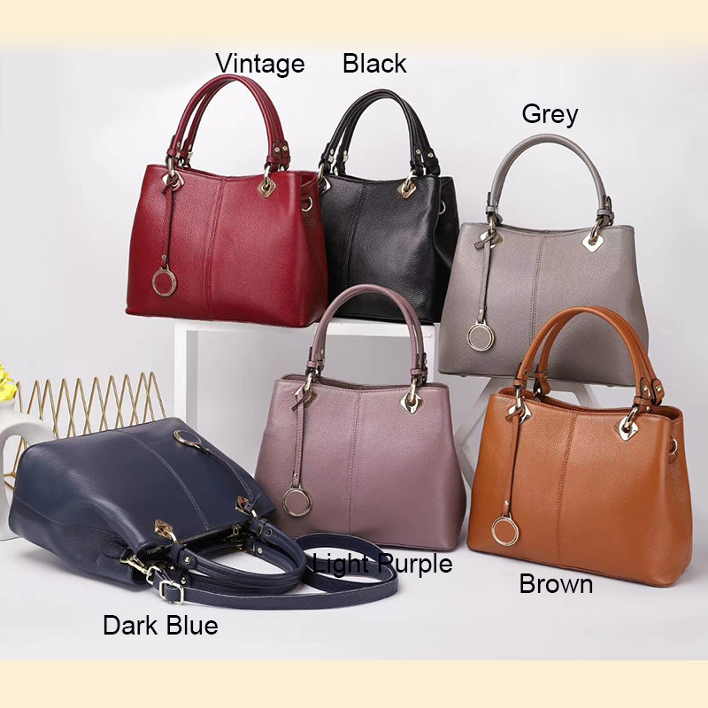 Practical Real Leather Purse Tote Handbag LH3051_6 Colors