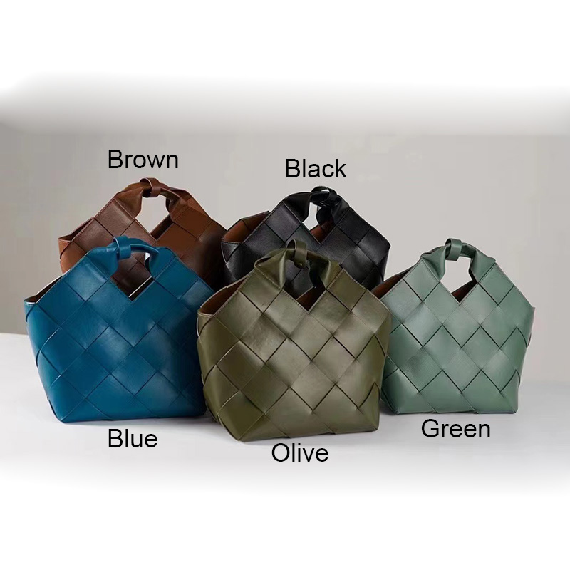 Sheepskin Woven Real Leather Barrel Purse Bag LH3236_5 Colors