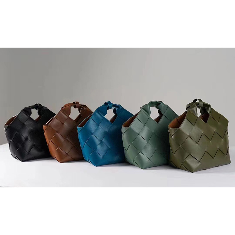 Sheepskin Woven Real Leather Barrel Purse Bag LH3236_5 Colors